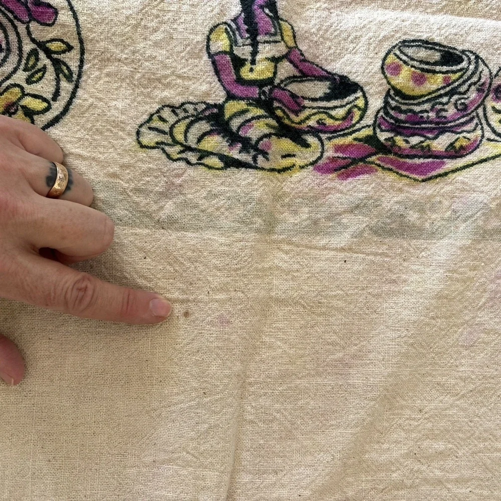 Vintage Mexico Souvenir Tablecloth Map 50x54.5 MCM Wall‎ Hanging Landmarks 1950s